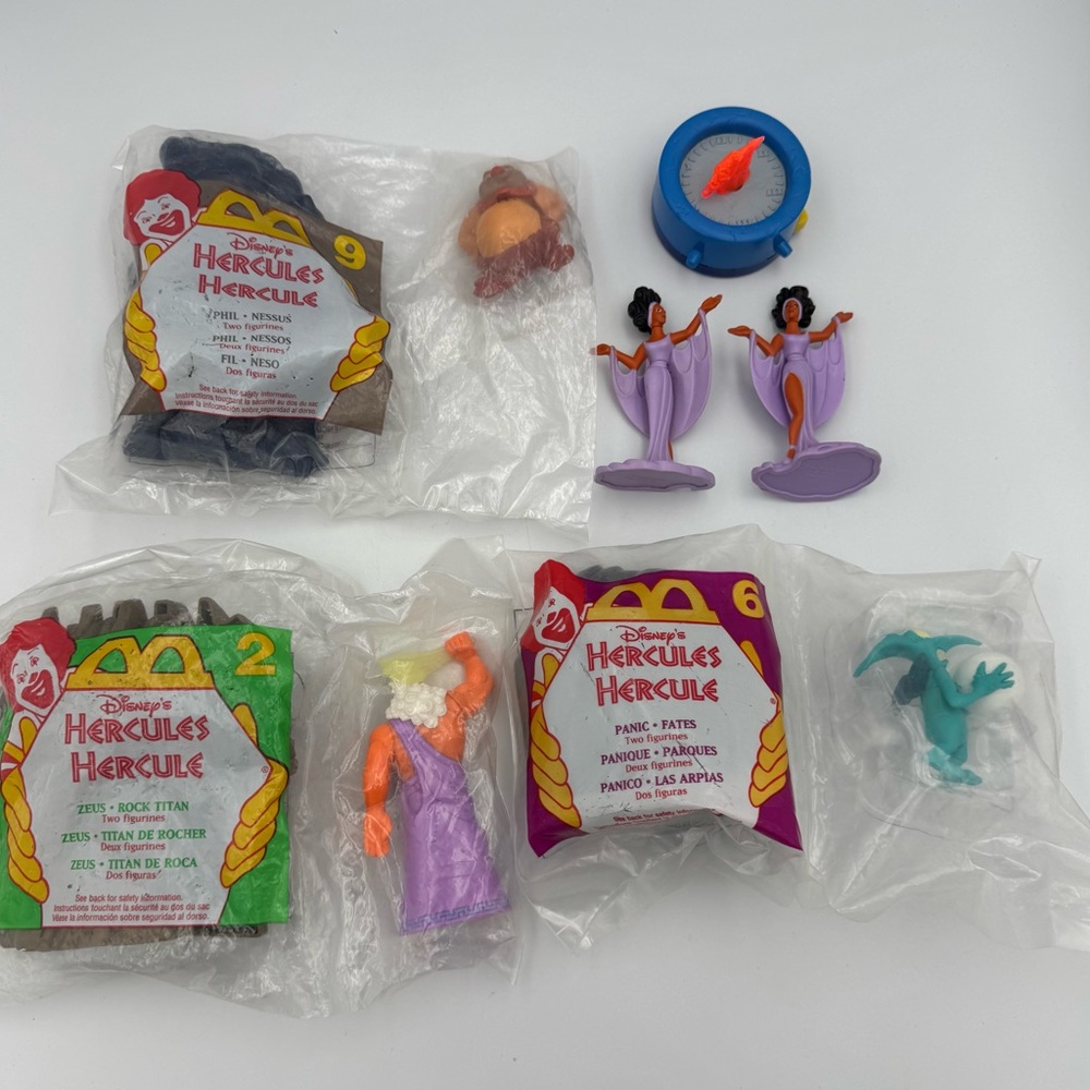 VNTG 90s‎ Disney Hercules McDonald’s Happy Meal Toy LOT 9 PCS Phil Hades Zeus